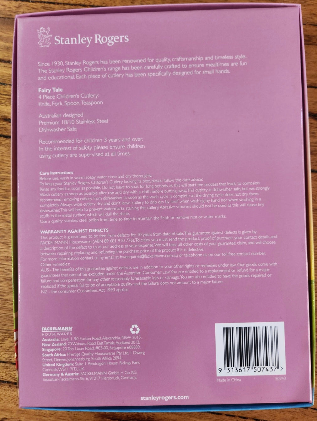 Stanley Rogers Fairy Tale – Personalised Children’s Cutlery Set (4-Piece)