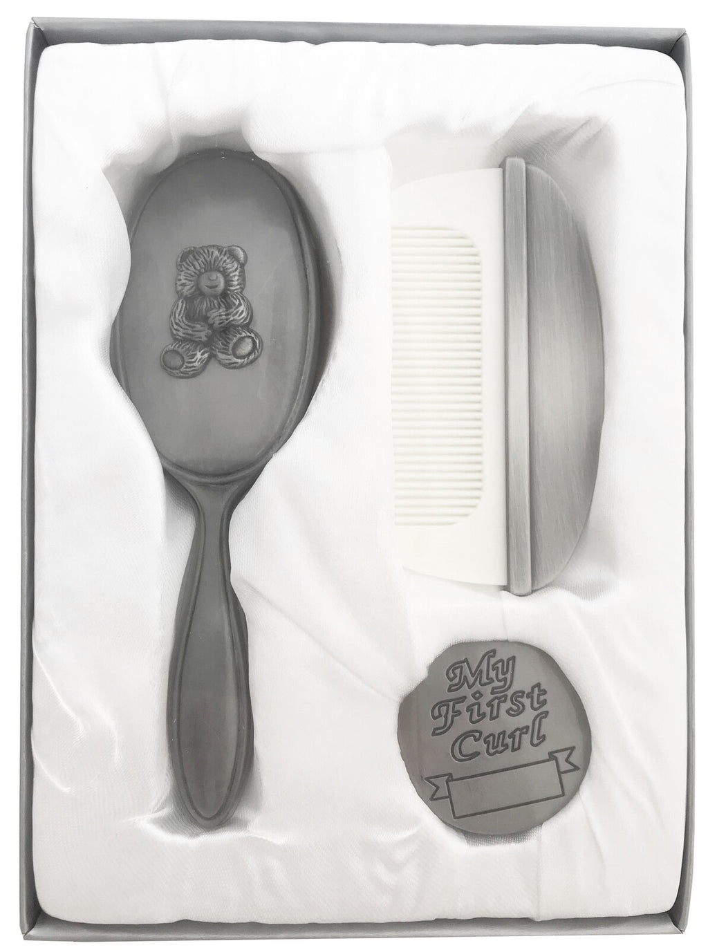 Whitehill | Russell Collection 1st Curl Brush & Comb Set | Pewter Finish