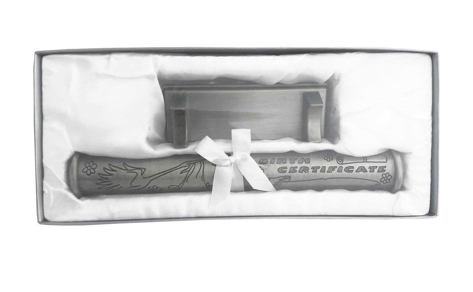 Russell Collection - Birth Certificate Holder With Stand Pewter Finish