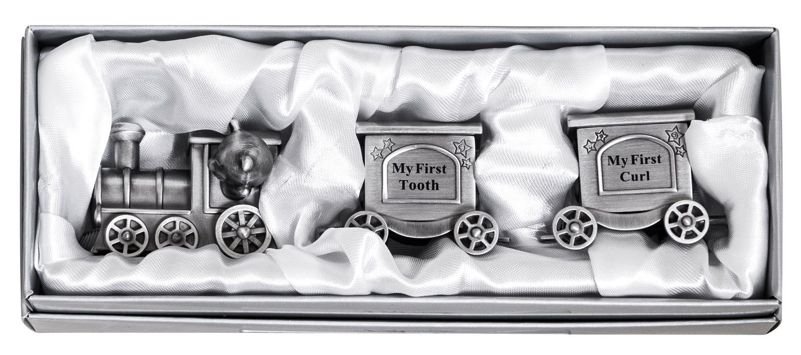 Russell Collection Mint Train First Tooth & Curl Keepsake Set | Baby Gift