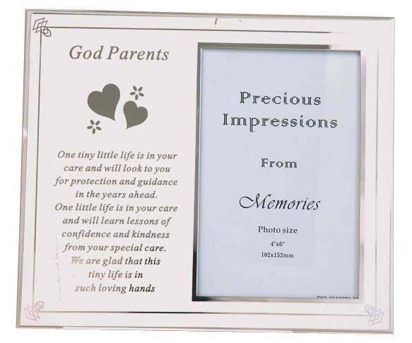Godparents photo frame with poem - silver 4x6 inch picture frame gift for god parents, christening gift, Little Cutlery Australia