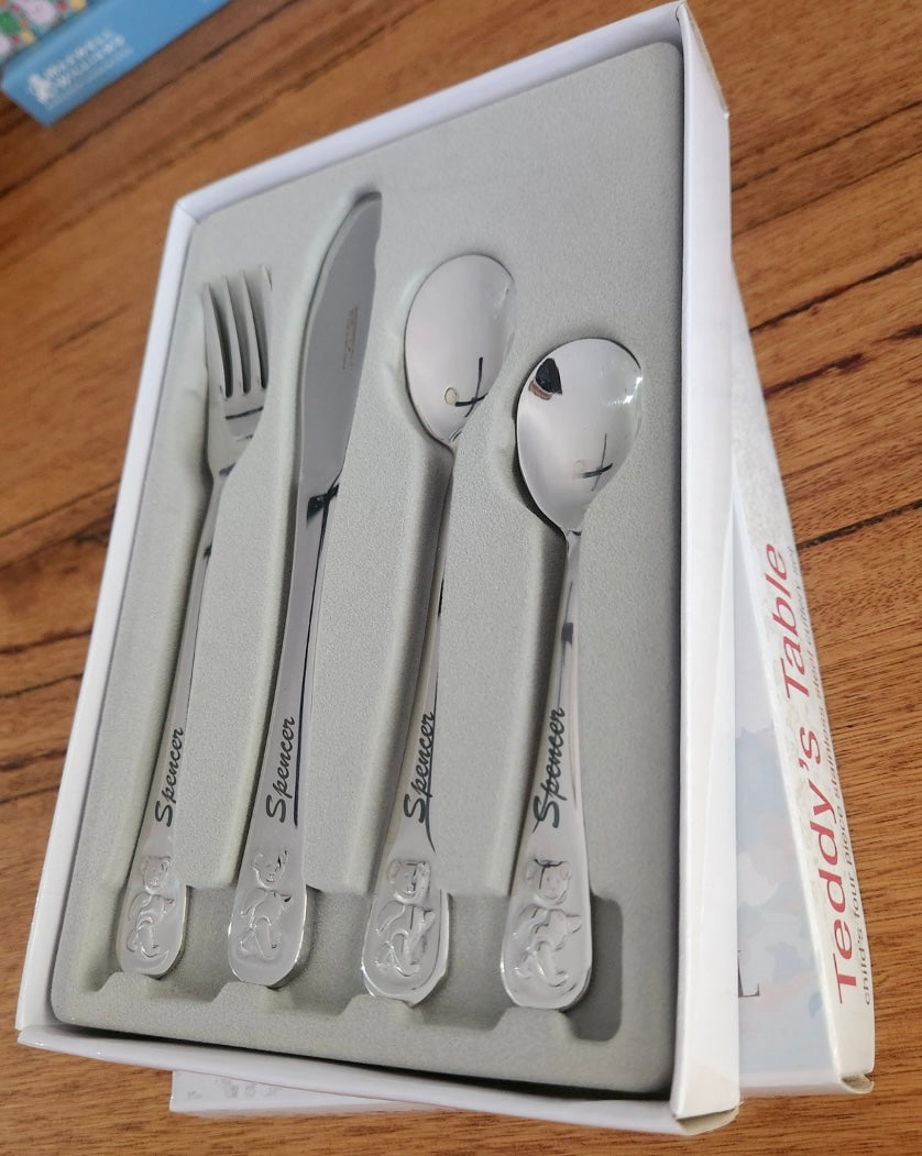Whitehill Teddy | Personalised Engraved Baby Cutlery Set 4-Piece