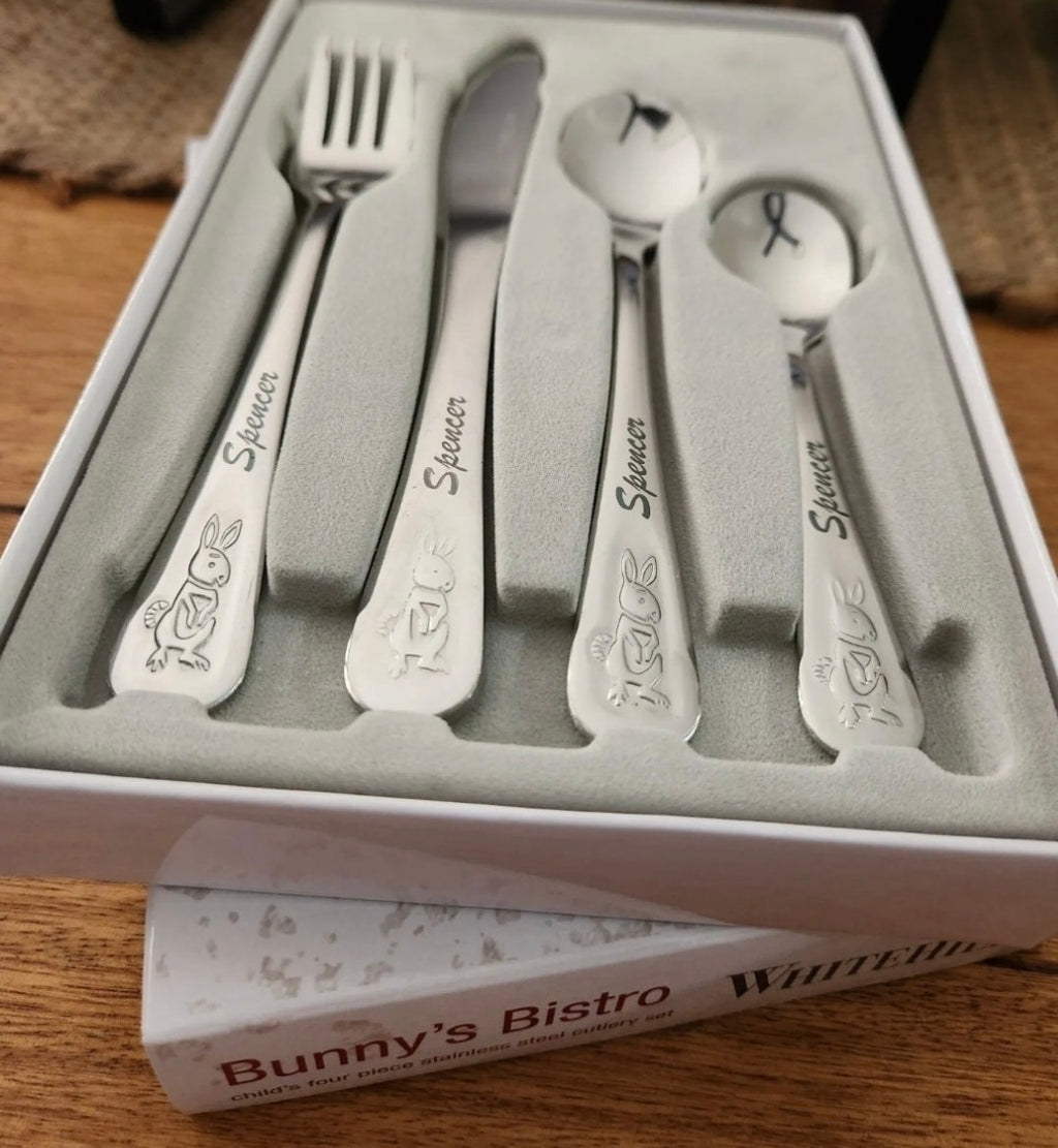 Whitehill Bunny | Personalised Engraved Baby Cutlery Set 4-Piece