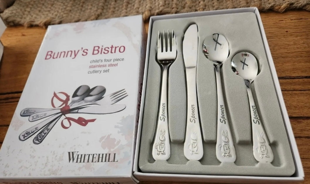 Whitehill Bunny – Personalized Baby Cutlery Set (4-Piece)