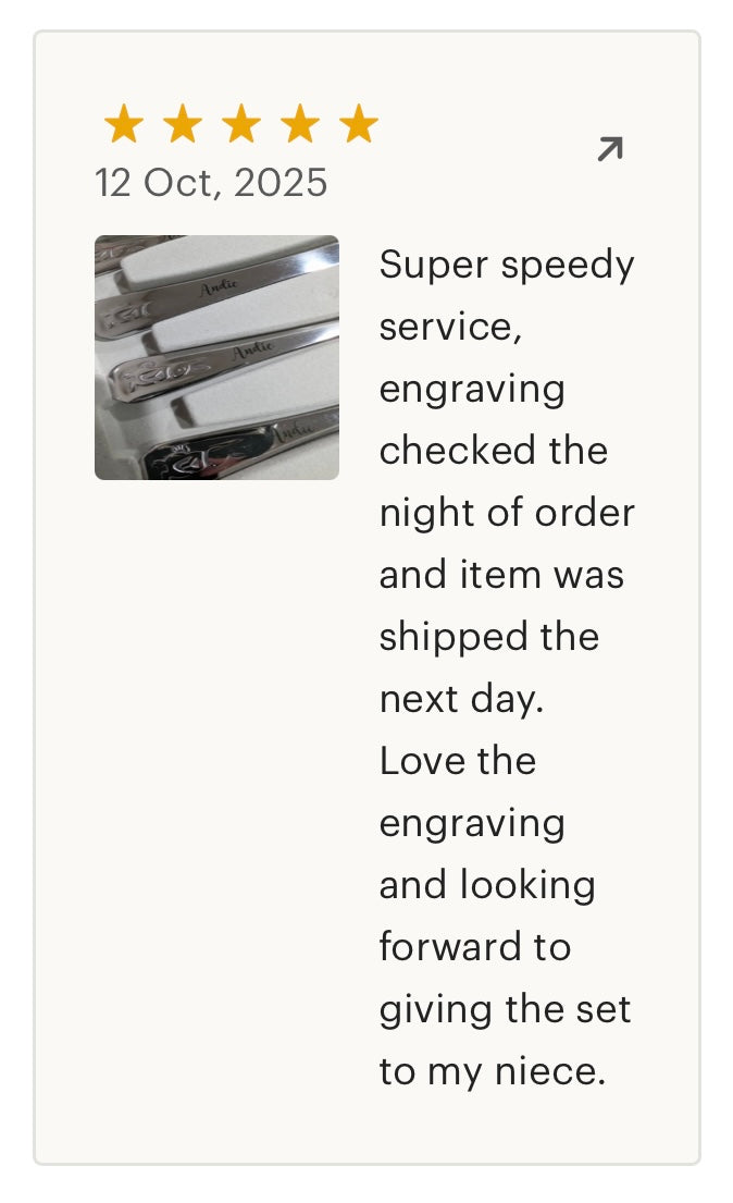 Engraved cutlery