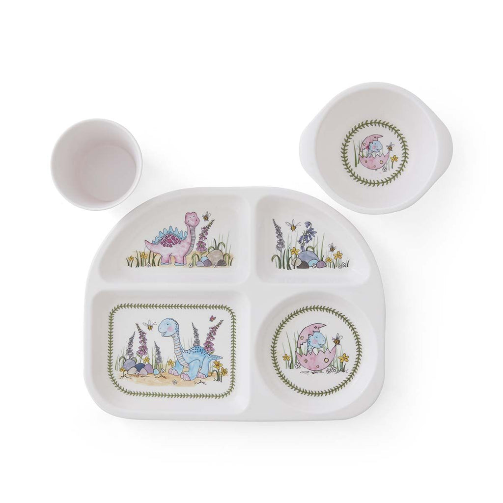 Portmeirion | Mini Meirion Dinosaur Plate, Bowl & Beaker | 3-Piece Set
