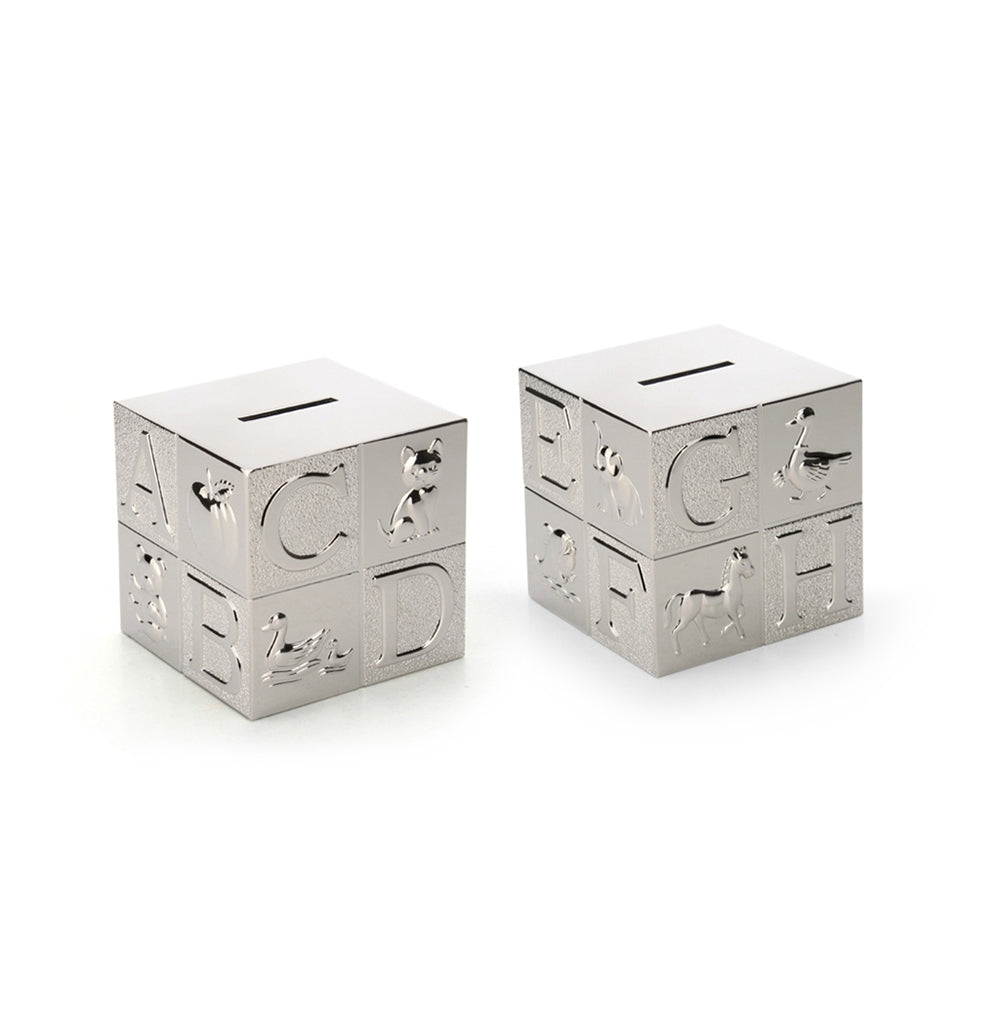 Whitehill Silver Plated Cube Money Box | Baby & Toddler Gift