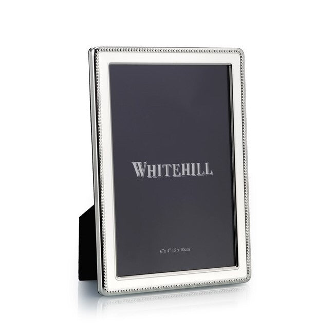 Whitehill Narrow Bead Silver Plated Photo Frame | Tabletop Easel 4x6 inch