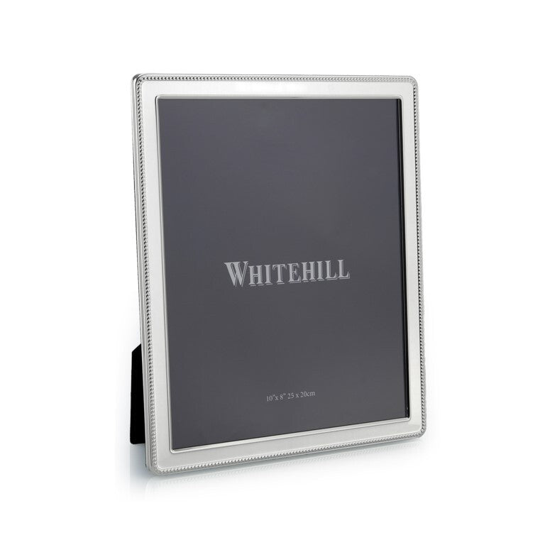 Whitehill Narrow Bead Silver Plated Photo Frame | Tabletop Easel 8x10 inch