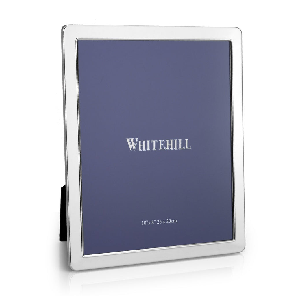 Whitehill Narrow Plain Silver Plated Photo Frame | Tabletop Easel 10x8 inch