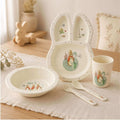 Beatrix Potter Flopsy 5 piece children's dinner set with bunny shaped divided plate bowl cup fork and spoon - kids mealtime gift, Little Cutlery Australia