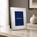 Whitehill Tremont silver photo frame displayed on marble surface - elegant tabletop easel frame 13x18cm 5x7 inch gift, Little Cutlery Australia